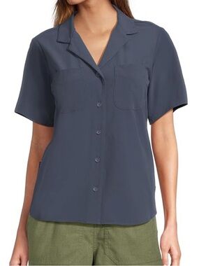 Royal Robbins Women's Spotless Evolution Meadow Short Sleeve Shirt Blue Size M